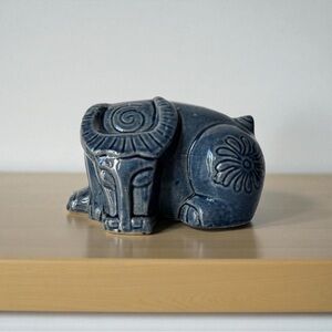 Blue Ceramic baffolo  Figurine vintage